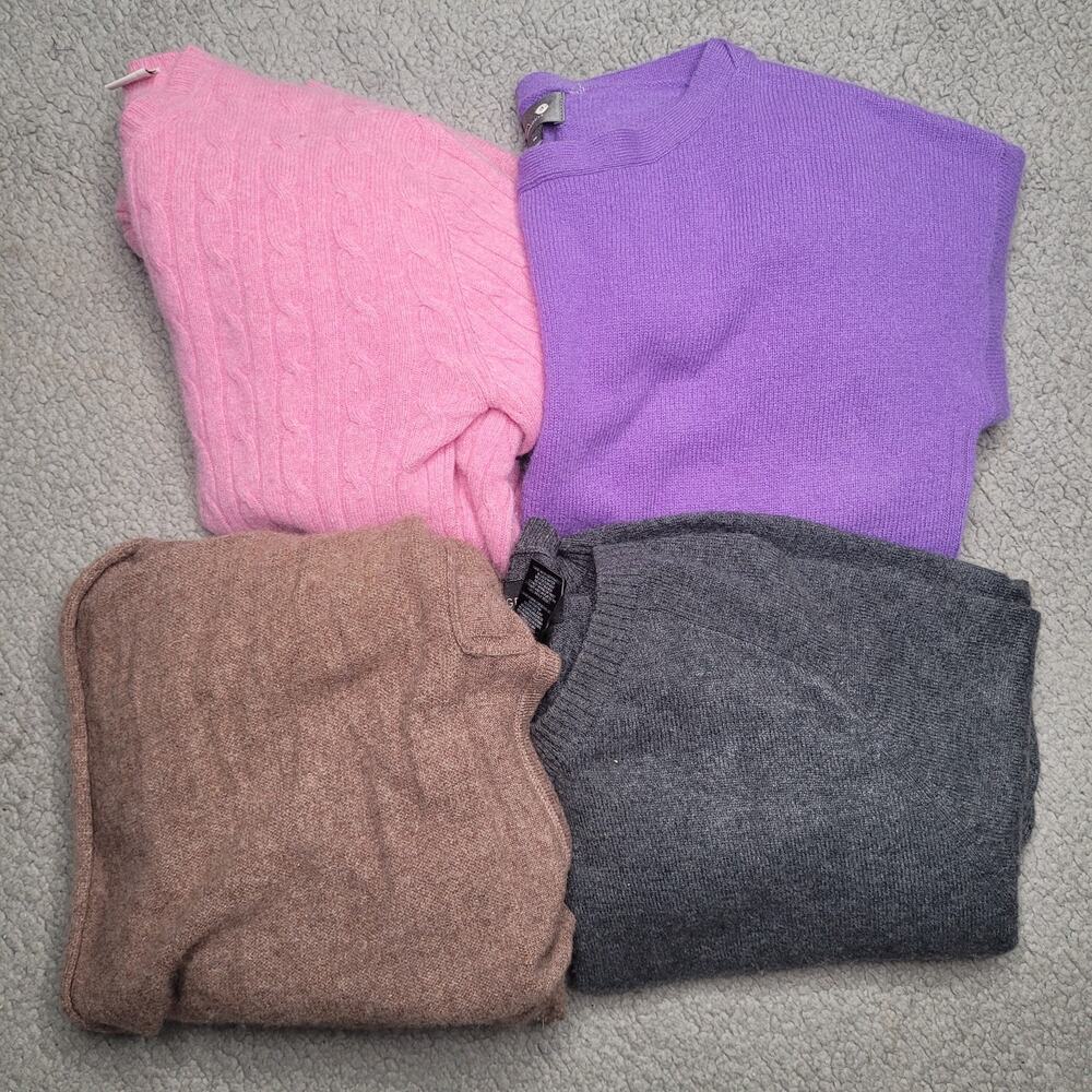 4pc CASHMERE Sweaters Tops Lot Crafts Cutter Flaws Holes Upcycle Fabric‎ DIY